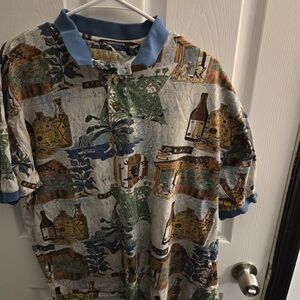 Vintage Cuban Patterned Polo Shirt